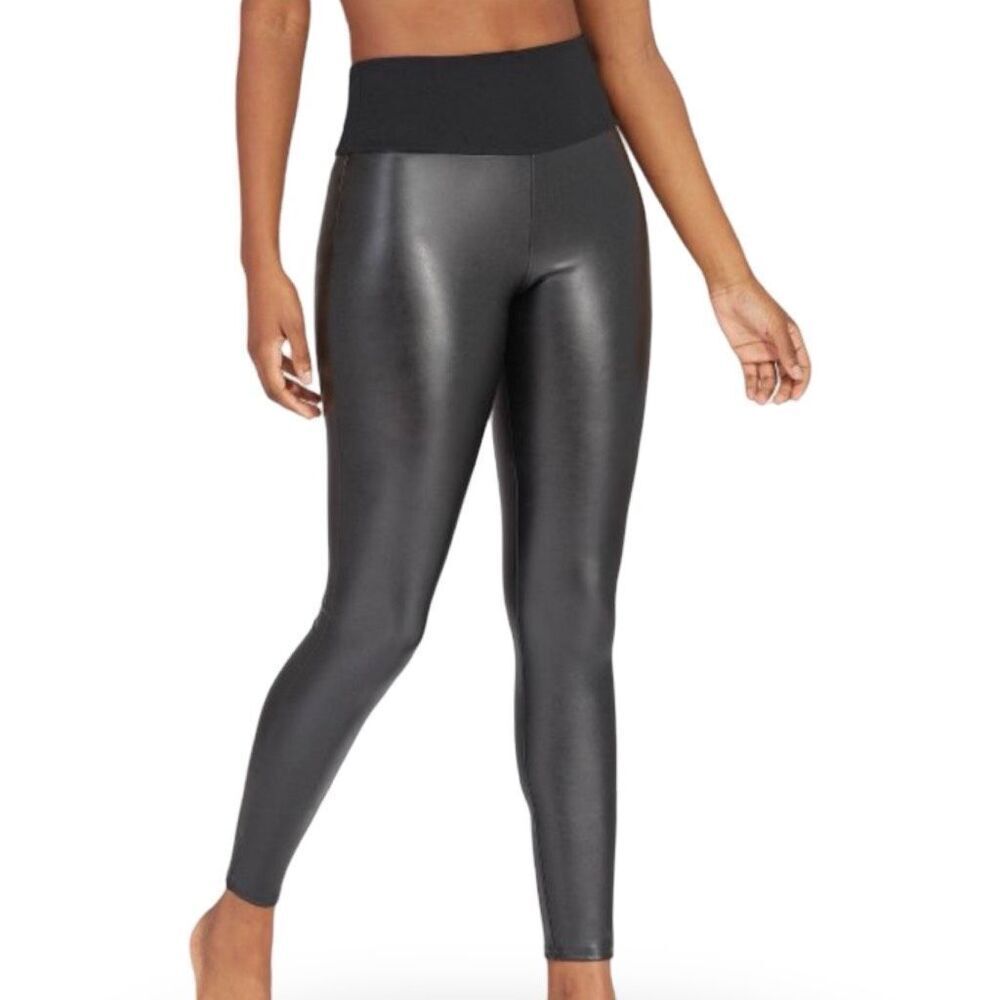 ASSETS BY SPANX All Over Faux Leather Leggings,  Shaping Waistband, Size XL - Picture 8 of 9